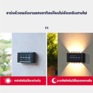 ไฟโซล่าเซลล์ โคมไฟติดผนัง พลังงานแสงอาทิตย์ Solar light สำหรับกลางแจ้ง โคมไฟติดผนังภายนอก