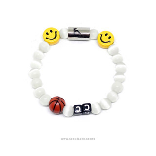 CROWCINZ SMILEY CATEYES V.2 YELLOW BASKETBALL BRACELET WHITE