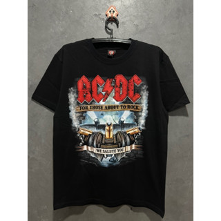 เสื้อยืดAC/DCรถถัง ป้ายRockYeah ผ้าคอตตอน 100