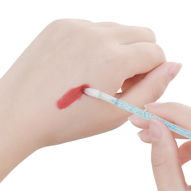 แปรงทาลิป แปรงถูสีคิ้ว แปรงทาลิปกลอส 50 ชิ้น ด้ามกลิตเตอร์ แปรงทำความสะอาดขนตา แบบใช้แล้วทิ้ง แปรงยืดขนตาทำ ลิฟติ้ง แปรง - รูปที่ 4