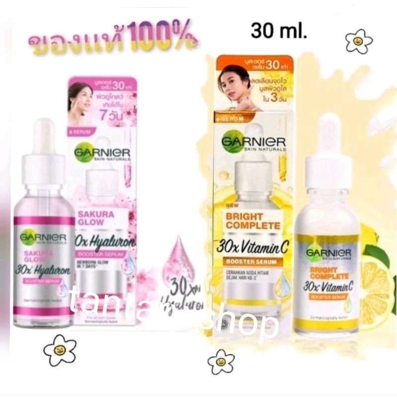 (30ml)เเท้ฉลากไทย เซรั่มGarnier Serum Bright CompleteVit-Cไบร์ท คอมพลีทวิตามินซี/SakuraGlowHyaluron ซากุระโกลว์ไฮยาลูรอน