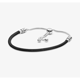 Pandora moment golden tan, black leather bracelet แท้100% freesize เหลือสีดำค่ะ