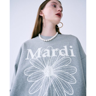 พร้อมส่ง 🇰🇷แท้ 💯% MARDI SWEATER SHIRT​​ อปก​ ครบ​  Free size MARDI MERCREDI SWEATSHIRT FLOWERMARDI_GREY IVORY