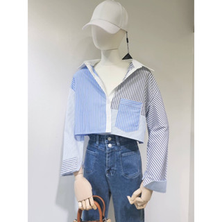 Baby blue crop shirt เสื้อครอปเชิ้ต