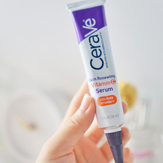 นำเข้าเดิม 100% Cerave Skin Renewing Vitamin C Serum 30ml เซรั่มลดริ้วรอย + เผยผิวกระจ่างใส ฟื้นบำรุงปราการผิว