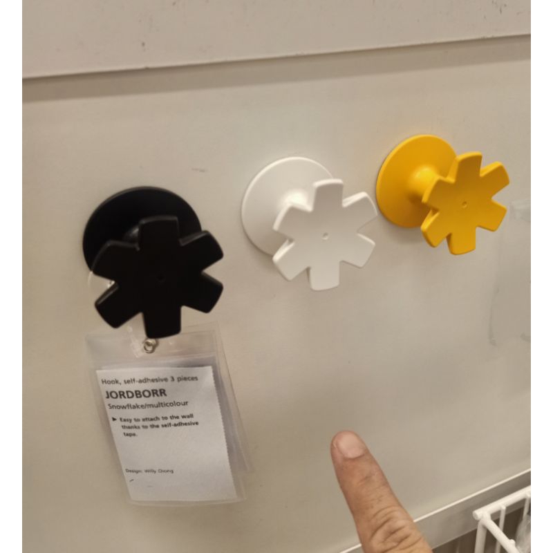 IKEAshopping IKEA JORDBORR ตะขอ 3ชิ้น ติดกาวแน่น ไม่ต้องเจาะผนัง