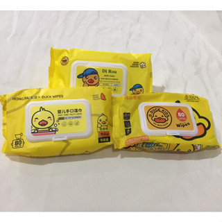 【เป็ดน้อยสีเหลือง】ทิชชู่เปียก babywipes ผ้าเช็ดทำความสะอาดเด็ก ห่อใหญ่ 1 ห่อ 80 แผ่น*** คละลายเป็ด***