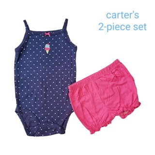 ชุดเซ็ต 2 ชิ้น บอดี้สูทและกางเกงขาสั้นเด็กผู้หญิง carters มือ 1 ขนาด 6-18 เดือน