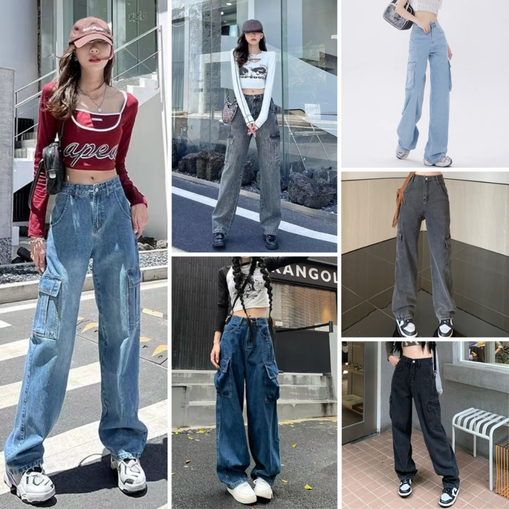 กางเกงคาร์โก้ ทรงกระบอก 6 สี สุดเท่สไตล์วินเทจ หญิงใส่ได้ผู้ชายใส่ดี รุ่นใหม่พร้อมส่งค่ะ S-3XL