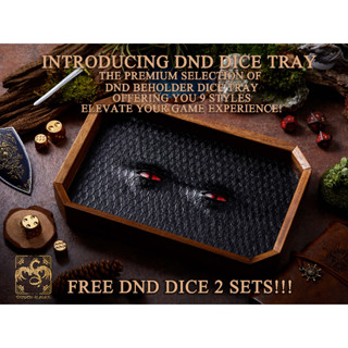 BEHOLDER Dice Tray Free Dice 2 sets| Faux Leather &amp; Dragon Eye | Octagon Dice Tray | RPG Dice Tray | DnD Dice tray | D&amp;D