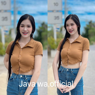 🔥Java wa shop🔥ครอปคอปก ครอปกระดุมหน้า