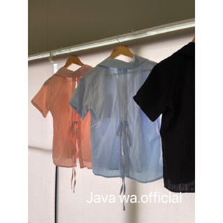 🔥Java wa shop🔥เสื้อเชิ้ตเปิดหลัง มีสายผูกหลัง ผ้าดอปบี้