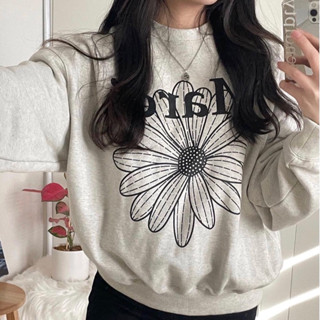 พร้อมส่ง 🇰🇷แท้ 💯% MARDI SWEATER SHIRT​​ อปก​ ครบ​  Free size MARDI MERCREDI SWEATSHIRT FLOWERMARDI_OATMEAL BLACK