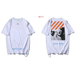 เสื้อยืด OFF WHITE พิมพ์ลายกราฟิก คอกลม และแขนสั้น สไตล์ Thai Street ราคาถูก