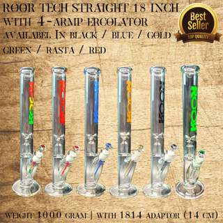 แจกันแก้้ว ROOR Tech Straight with 4-arm Percolator 18 Inch Black / Blue / Gold / Green / Rasta / Red