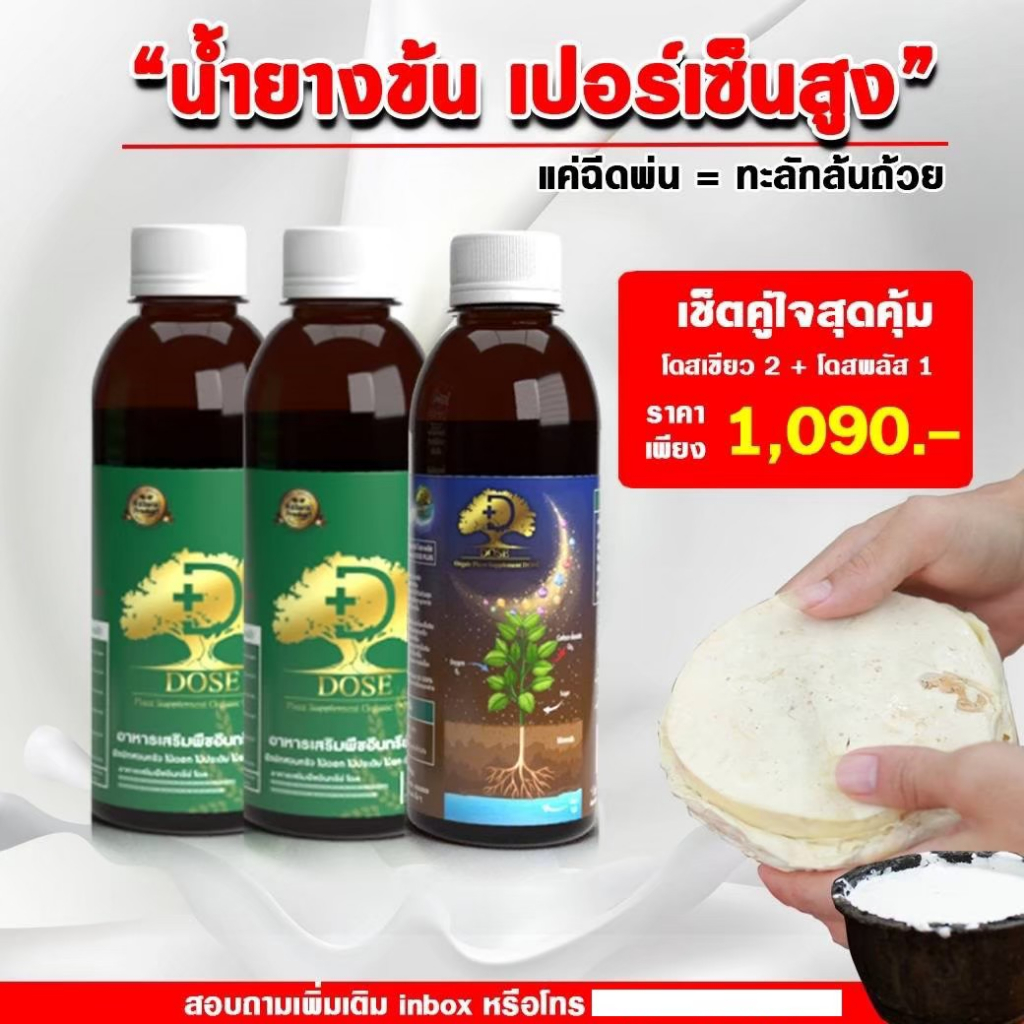 Dose โดส ส่งด่วน 1-2วัน เพิ่มผลผลิต ป้องกันเชื้อรา เร่งใบ เร่งดอก เร่งนํ้ายาง เร่งโต 1 ขวด