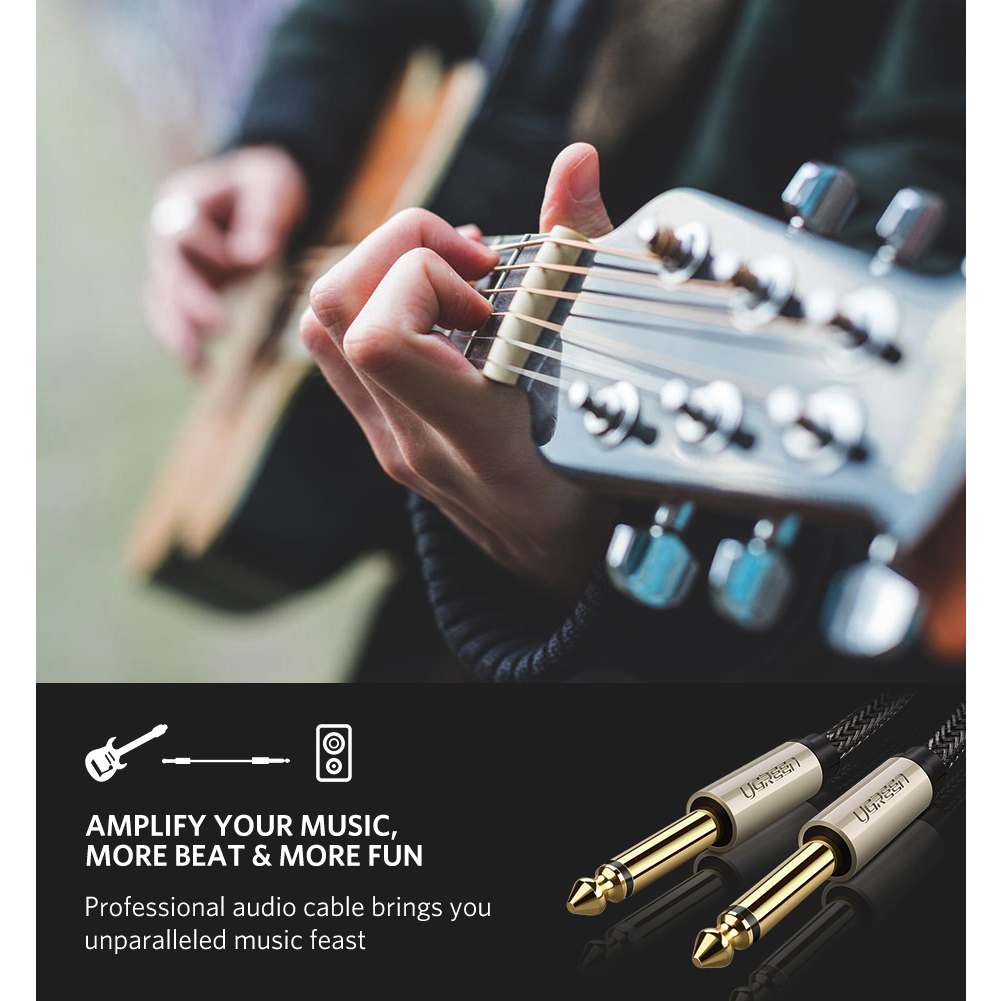 Ugreen รุ่น AV128 สายแจ็คกีต้าร์ 6.35mm สายสัญญาณเสียง Auxiliary Aux Audio Cable M to M