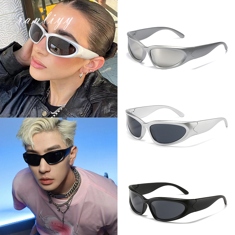 ส่งเร็ว🌼แว่นตากันแดดUV400ป้องกันรังสียูวีกรอบเหลี่ยมหลากสีแว่นเกาหลีY2Kแฟชั่นสไตล์พังก์ผู้ชายและผู้หญิง-Ranliyy