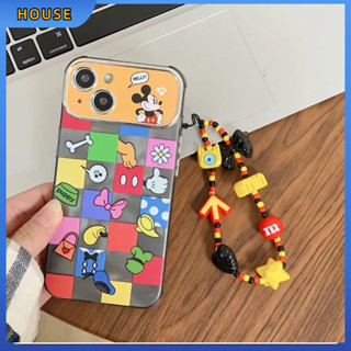 💲คูปองเคลม💲เคสไอโ case for iphone 11 12 มิกกี้ พร้อมโซ่ เคส 14 13 12 11 pro max ชุบ การป้องกันเต็มรูปแบบ