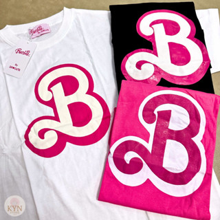 เสื้อยืดโอเวอร์ไซส์ ลาย บาร์บี้ ตัว B นูน อก 44-46" ยาว 29" ผ้า cotton100% รวมป้าย So Cute