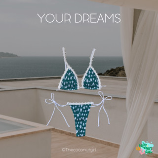 NEW IN Your Dreams Bikini พร้อมส่ง ชุดว่ายน้ำบิกินี่สายฝอ แต่งขอบลูกไม้ บิกินี่ผ้าย่น