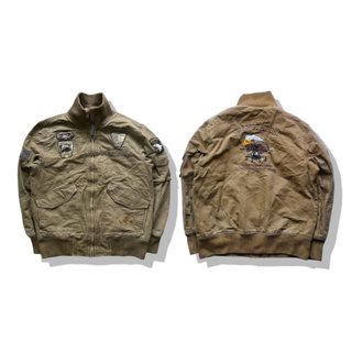 HT Niao Khaki Brown Military Jacket รอบอก 45”