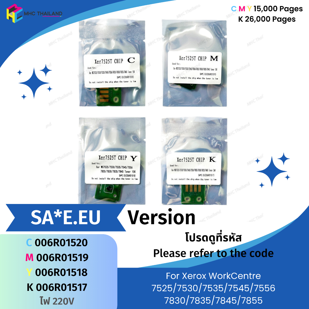 ชิปหมึก ชิปดรัม (SA*E.EU) Chip for Xerox WC7525/7530/7535/7545/7556/7830/7835/7845/7855