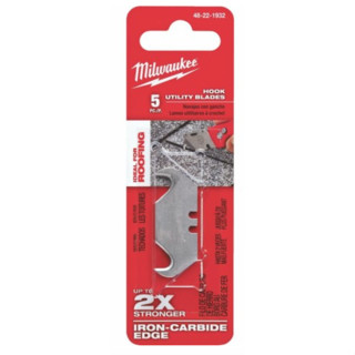 Milwaukee ใบมีดอเนกประสงค์ที่มีตะขอ 5 ชิ้น​ Hook Utility Knife Blades 48-22-1932