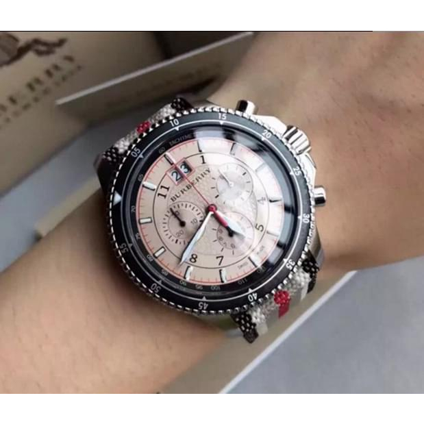 BU7600 Bu7601 Burberry men's Swiss quartz watch versatile runway racing watch casual business chrono authentic quality