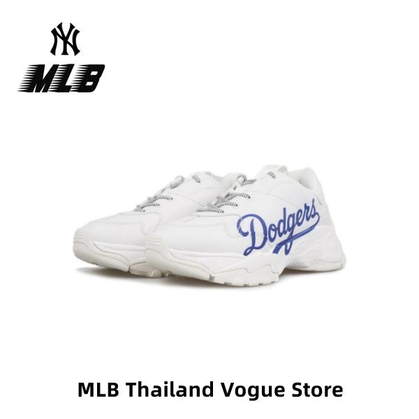 【ของแท้ 100%】MLB Big Ball Chunky LA รองเท้าผ้าใบ Unisex รุ่น -ขาวน้ําเงิน