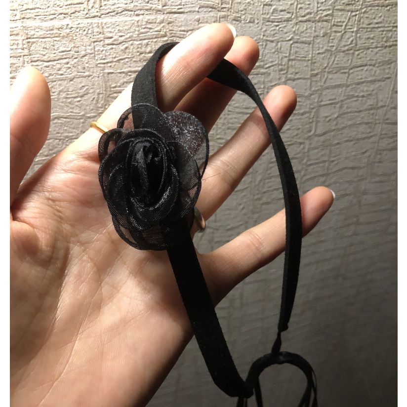 🔮 สร้อยคอโชคเกอร์ รูปดอกกุหลาบ สีดำ สีขาว สีแดง 🔮 A-001 พร้อมส่งจากไทย - รูปที่ 5
