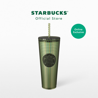 Starbucks Grid Olive Green Holo Insert Cold Cup 24oz. ทัมเบลอร์สตาร์บัคส์พลาสติก ขนาด 24ออนซ์ A11146864