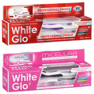 มี2สูตรแท้💯 🇦🇺💎 White Glo ไวท์โกล ยาสีฟันออสเตรเลีย แถมแปรงสีฟัน Micellar Whitening Toothpaste Formula ยาสีฟันฟอกฟันขาว