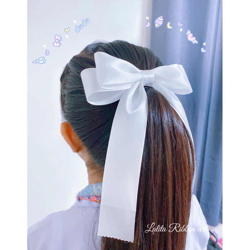 โบว์สีขาว โบว์นักเรียน โบว์ติดผม รวมหลายแบบให้เลือก เก็บปลายไม่รุ่ยใช้ริบบิ้นเนื้อดี มีกิ๊บสปริงล็อคและหนีบ