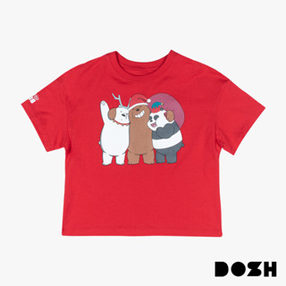 DOSH GIRLS CROPPED T-SHIRTS WE BARE BEARS เสื้อยืดทรงครอป เด็กผู้หญิง FBBGT1004-RE