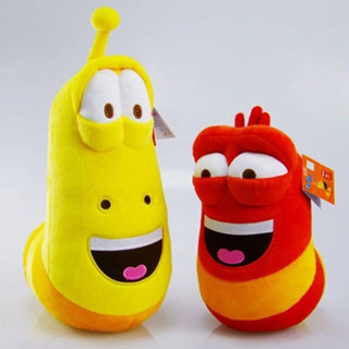 ตุ๊กตา larva หนอนลาวา yellow and red มีผ้าห่มอยู่ในตัว