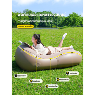 Camp โซฟาเป่าลมกลางแจ้งแบบพกพาAir Bedขี้เกียจอาหารกลางวันCamping LeisureอัตโนมัติInflatable Bed Air Recliner