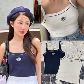 LC Tank top🥛🫐(300฿ฟรีส่ง) เสื้อกล้ามสายเดี่ยวแบรนด์ดัง งานชนช็อปเลยค่า งานปักโลโก้ที่อก ดีเทลเดินเส้นขอบตัดสีเสื้อ valen