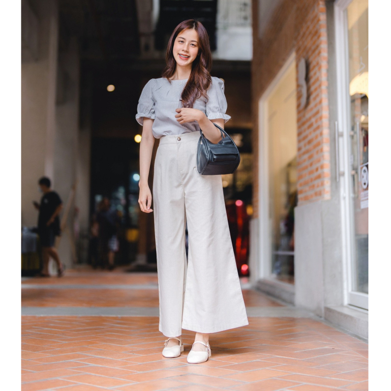 กางเกง 𝑴𝒊𝒍𝒂 ขายาว ทรงกระบอกสวย เอวสูง ใส่แล้วพรางหุ่น ดูผอมเพรียว