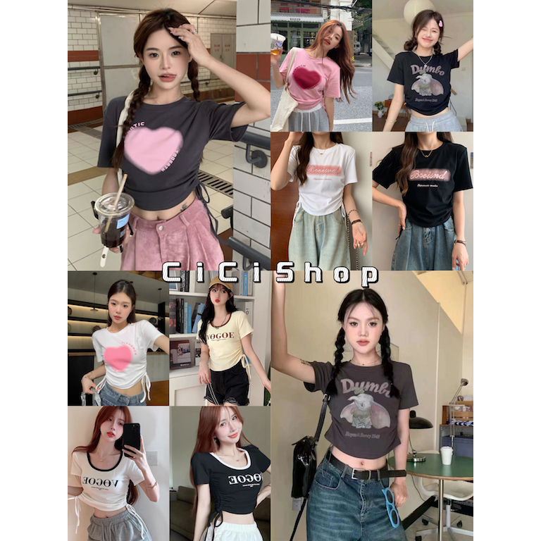 Cicishop(SALE 8076/8052/8079/8017)CropTop Collection เสื้อครอปดีเทลเชือกรูด ทรงสวยเกร๋ปังสุดๆ