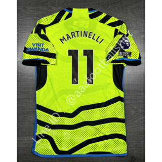 เสื้อฟุตบอล เกรด player Arsenal Away อาเซน่อล เยือน 2023/24 เบอร์ชื่อ 11 MARTINELLI