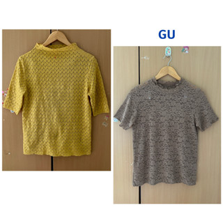 เสื้อลูกไม้ผู้หญิงแขนสั้น แบรนด์ GU แท้💯%มือ2⬇️รายละเอียดเพิ่มเติมด้านล่างค่ะ