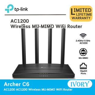 TP-Link Archer C6 Wi-Fi เราเตอร์ AC1200 Wireless MU-MIMO Gigabit Router (รองรับโหมด Access Point)