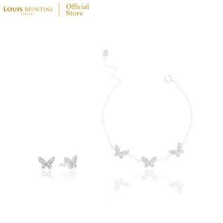 [Giftset] Louis Montini (Jewelry) ชุดกิฟท์เซต Sterling Silver 925 ต่างหูเงินแท้ สร้อยข้อมือเงินแท้ รูปผีเสื้อ LJ-GS008