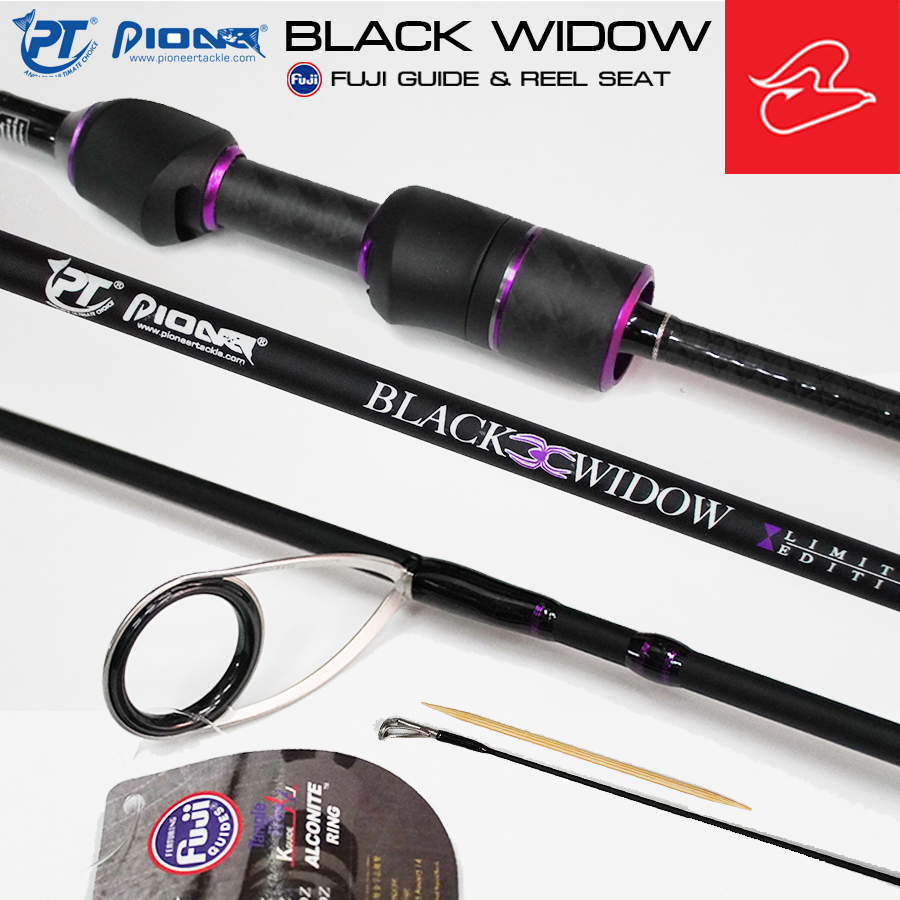 คันตกปลา ตีเหยื่อปลอม ตกสปิ๋ว ตกกุ้ง โซลิดตัน Pioneer Black WIDOW ยาว 6 ฟุต เวท 3-8lb