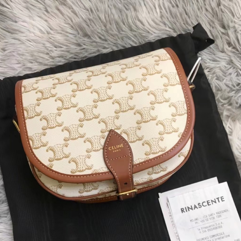 100%genuine/Celine/Folco shoulder bag/saddle bag/celine