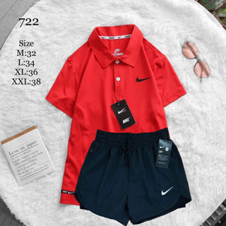 ชุดวิ่งผู้หญิง เสือคอปกแขนสั้น กางเกงวิ่งมีซับในขาสั้น Set polo woman NK01