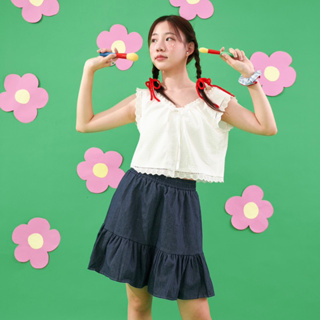 [พร้อมส่ง] Mooonbeam.co - กระโปรงสียีนส์ มีซับใน พริ้วสวย ใส่แล้วน่ารักมาก (Cute denim skirt)