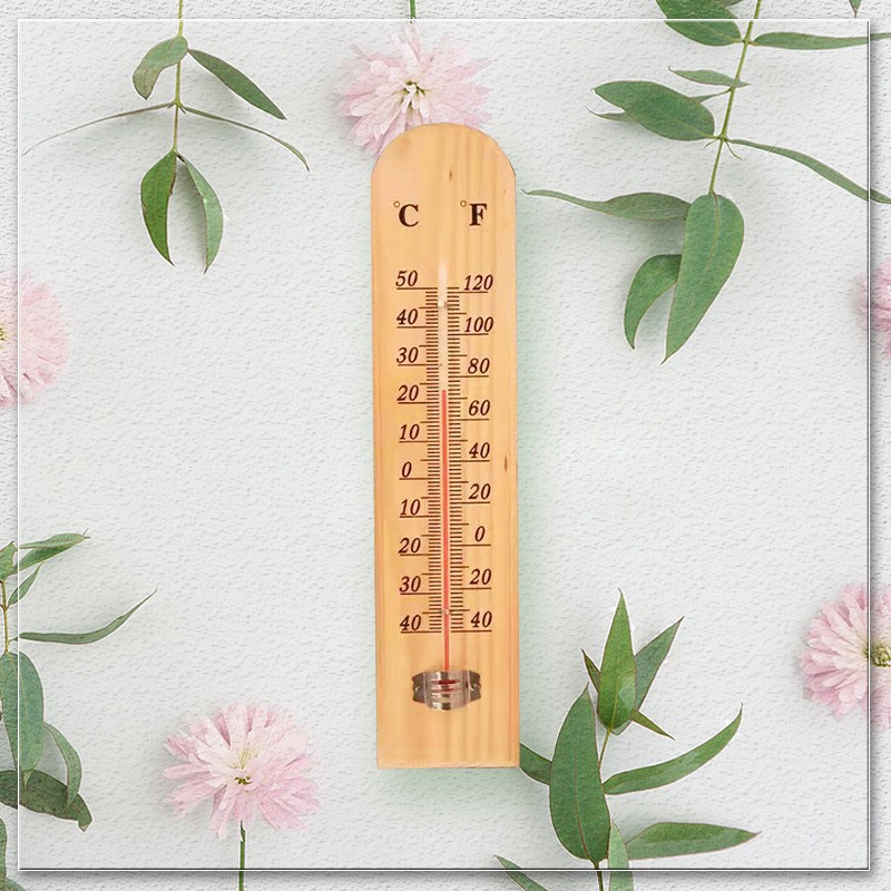 เทอร์โมมิเตอร์ไม้ วัดอุณหภูมิห้อง Room Thermometer แบบติดผนัง