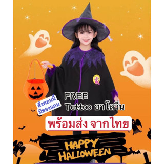 ผ้าคลุมฮาโลวีน แมงมุมสีม่วง cosplay halloween พร้อมส่งในไทย